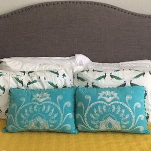 Embroidered boho aqua throw pillows